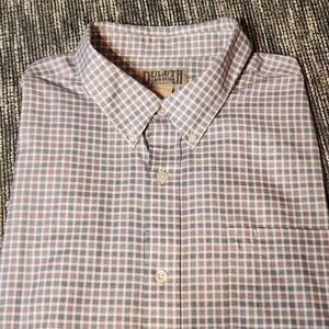 Duluth Long Sleeve Button Down Collared Red White Blue Uniform Plaid 2XL